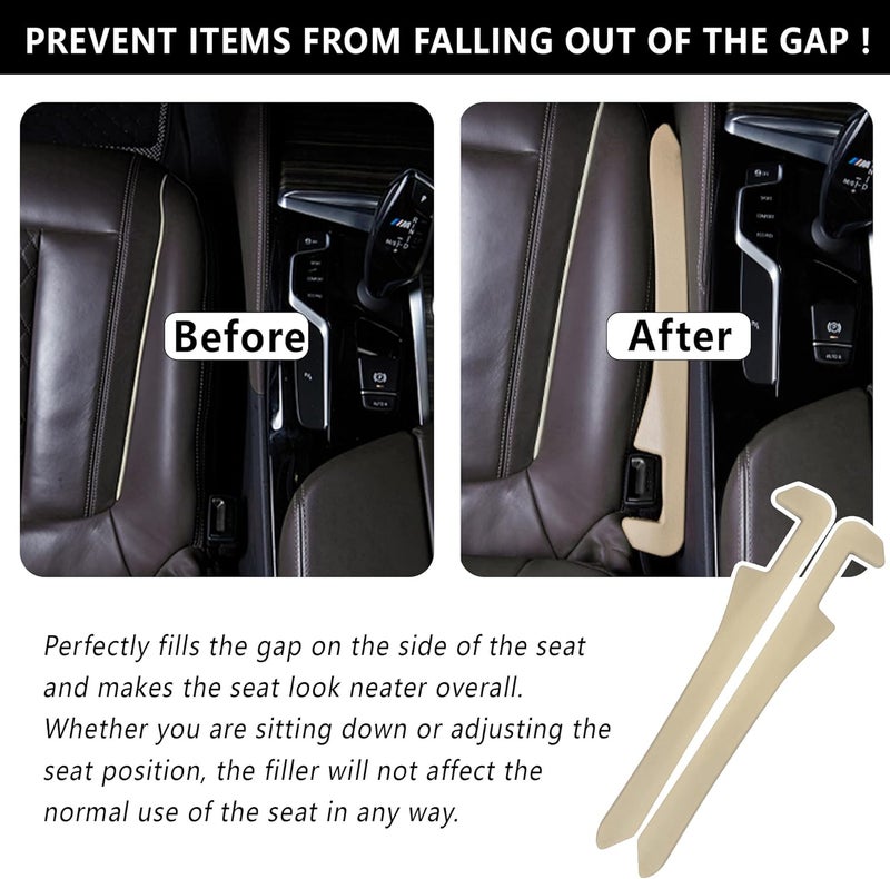 Junecarp Car Seat Gap Filler 2 Pack,Flexible Car Gap Filler Organizer to Impede Items from Dropping,Essential Interior Car Accessories Seat Gap Plug Perfectly Fits Car Gap (Beige) - Image 4